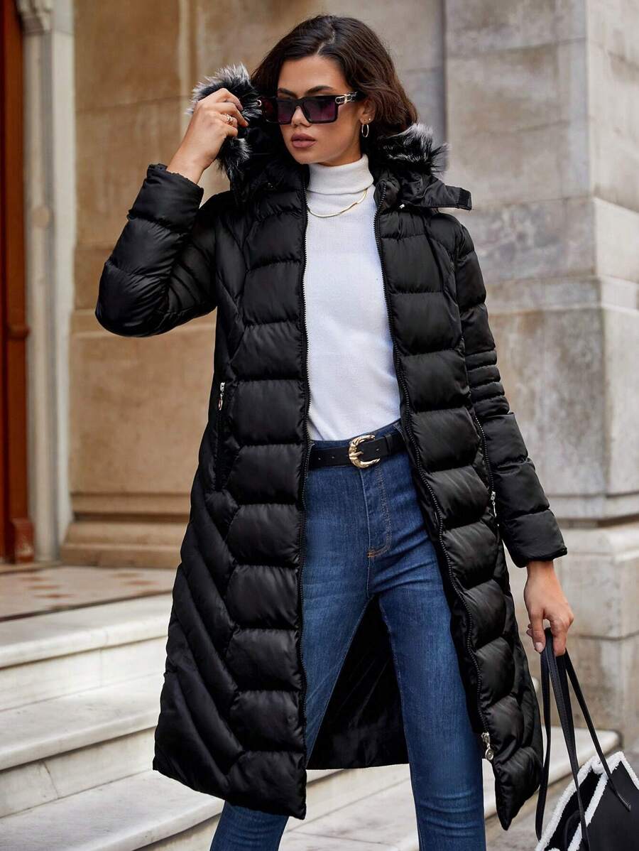 EURMUSE Zip Up Hooded Puffer Coat