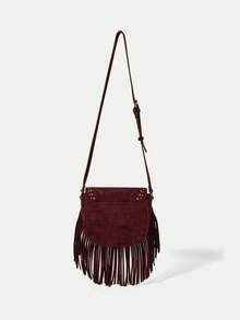 SHEIN VCAY NỮ Túi đeo vai Đập nhẹ Dây đeo có thể điều chỉnh Thời trang đơn giản Đa chức năng - màu nâu - Xem 3
