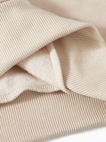 SHEIN EZwear Áo nỉ lót nhiệt họa tiết Plus Letter - Màu be - Xem 4