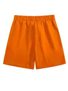 Manfinity EMRG Quần short thắt lưng có dây rút in chữ thập cho nam Loose Fit - trái cam - Xem 4
