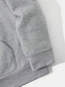 Simple Design Men Hooded Sweatshirt | Timeless Classic, For Fall - Grey - View 4