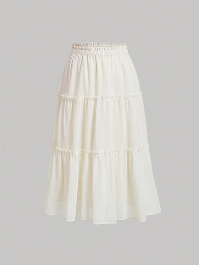 SHEIN MOD Plus Frill Trim Ruffle Hem Skirt