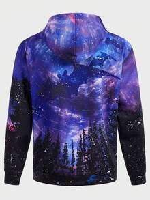 GENTILAND Men Galaxy Print Hooded Sweatshirt - Multicolor - View 2