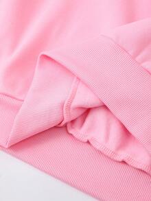 SHEIN EZwear Áo nỉ lót nhiệt họa tiết Plus Letter - Hồng - Xem 4