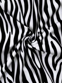 Plus Váy có cổ chồng lên nhau có sọc sọc ngựa vằn - Nhiều màu - Xem 5