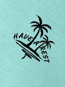 Manfinity RSRT Hombres Camiseta con estampado tropical - verde menta - Ver 5