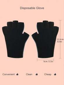 2pcs Nail Art Gloves & 2sheets Finger Protective Cover - Black - View 3