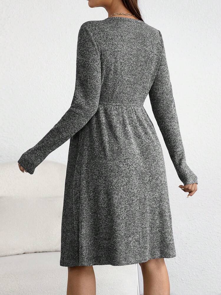 Maternity Marled Knit Belted Dress