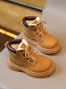 嬰兒男孩和女孩休閒短靴適合冬天,摩托車風格 - 黃色 - 查看 2