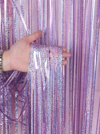 2st/set Festdekorativ bakgrundsgardin, metallisk aluminium festtofsgardin, regngardinbakgrund för festdekoration