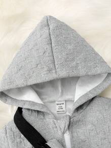 男嬰拉鍊連帽外套和包 - 灰色 - 查看 4