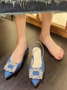 Ladies' Fashion Pointed Toe Shoes - Blue - View 2