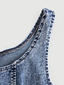 SHEIN Teen Girl Zip Back Tank Denim Dress - Light Wash - View 3