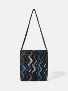 SHEIN VCAY Của phụ nữ Sọc cầu vồng Dệt Túi đeo chéo , Đa chức năng Thiết kế - Nhiều màu - Xem 2