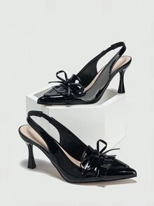 Women's Fashionable Loafers High Heels Shoes For Outdoor - Black - View 4