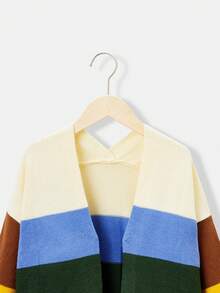 SHEIN Cô Gái Trẻ Khối màu Túi đôi Áo len Mở - Nhiều màu - Xem 3