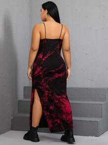 SHEIN EZwear Plus Tie Dye Split Thigh Cami Dress For Summer