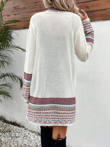 SHEIN LUNE Áo Cardigan họa tiết sọc thả vai tua rua viền - Nhiều màu - Xem 2