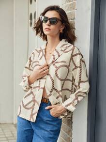 BizChic Áo sơ mi có nút họa tiết chữ cái phía trước - Nhiều màu - Xem 5