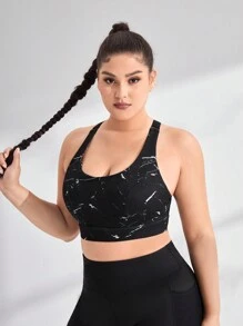 Easithlete Hơn In Đá cẩm thạch Bras thể thao - màu đen - Xem 4