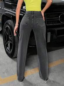 EURMUSE Casual Straight Leg Jeans - Black - View 2