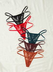 5件花卉蕾絲內褲 - 彩色 - 查看 3