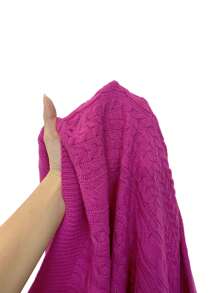 EMERY ROSE Suéter de punto con detalle de botones y mangas raglán para otoño e invierno - Rosa Fucsia - Ver 7