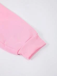 SHEIN EZwear Áo nỉ lót nhiệt họa tiết Plus Letter - Hồng - Xem 5