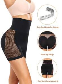 High Waist Tummy Control Butt Lifting Thigh Slimmer Shapewear Shorts - Black - View 1