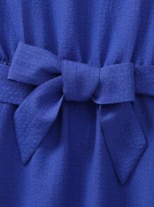 SHEIN Explorewe Tween Girl Flare Sleeve Ruffle Hem Belted Dress - Royal Blue - View 5