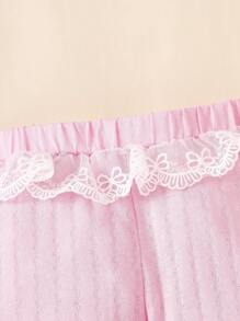 SHEIN Baby Girl 12pcs Contrast Lace Ruffle Trim Bodysuit & Hat & Shoes & Gloves