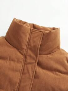 SHEIN LUNE 斜口袋拉链背心加厚棉服外套衣服冬季