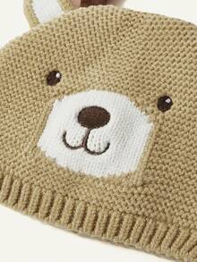SHEIN 嬰兒&孩子們小鹿鹿角針織帽 - 卡其色 - 查看 4