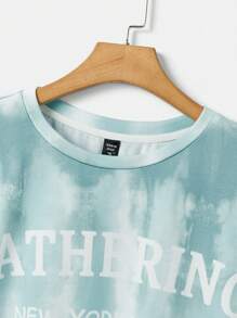 SHEIN EZwear Plus Tie Dye Slogan Graphic Drop Shoulder Sweatshirt - Multicolor - View 4