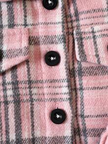 女嬰格紋印花翻蓋細節夾克&百褶半身裙&帽 - 藕粉色 - 查看 6