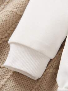 女嬰花卉和標語圖案運動衫和運動褲 - 白色 - 查看 5