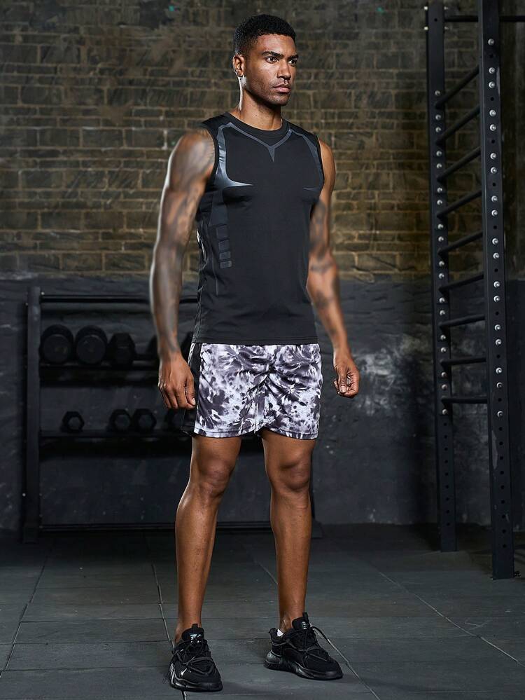 Men 3pcs Graphic Print Sports Tank Top Workout Tops Gym Top Men Gym Wear For Men Men's Gym Wear Men Gym Wear Gym Wear Men Compression Shirt Men