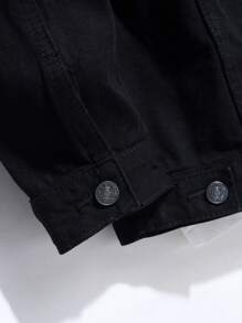 Manfinity Men Paisley Scarf Print Denim Jacket Without Tee - Black - View 3