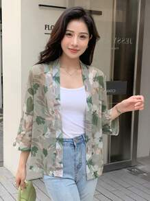 DAZY 印花開門襟襯衫 - 綠色 - 查看 4