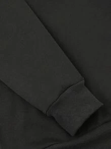 男士字母与风景图案街头风羊毛连帽衫，秋冬 - 深灰色 - 查看 8