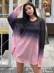 DAZY 漸變色落肩網狀上衣（不含吊帶背心） - 彩色 - 查看 1