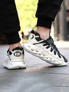 孩子們的時尚透氣休閒運動鞋 - 黑色 - 查看 2