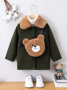 男小童斜口袋花呢外套和熊包 - 軍綠色 - 查看 1