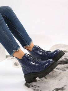 2023 Fashionable Women's Thick Platform High Heel Ankle Boots For Any Outfit - Blue - View 3