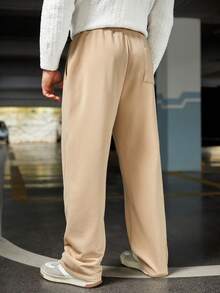 GENTILAND Men Solid Slant Pocket Sweatpants - Khaki - View 2