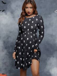 SHEIN 孕婦萬聖印花洋裝 - 黑色 - 查看 5