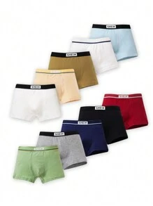 男大童10入組字母圖案平角內褲 - 彩色 - 查看 1