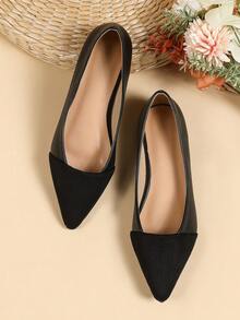Ladies' Comfortable & Stylish Pointed Flat Shoes, All Seasons - Black - View 3