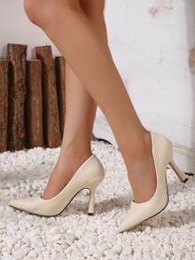 高跟泵鞋 - 米色 - 查看 2
