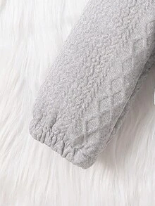 女嬰素色吊帶上衣和下擺開叉喇叭褲和連帽夾克 - 灰色 - 查看 4